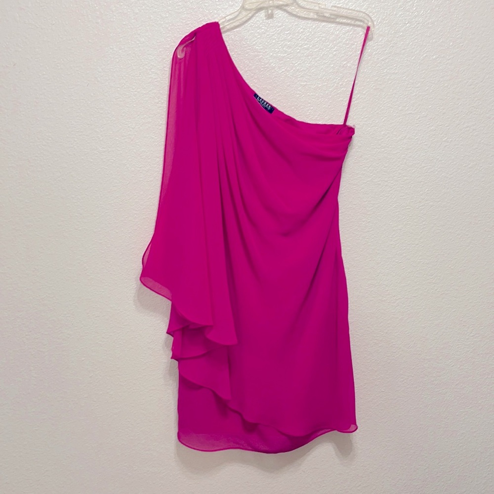 One shoulder Hot pink Dress